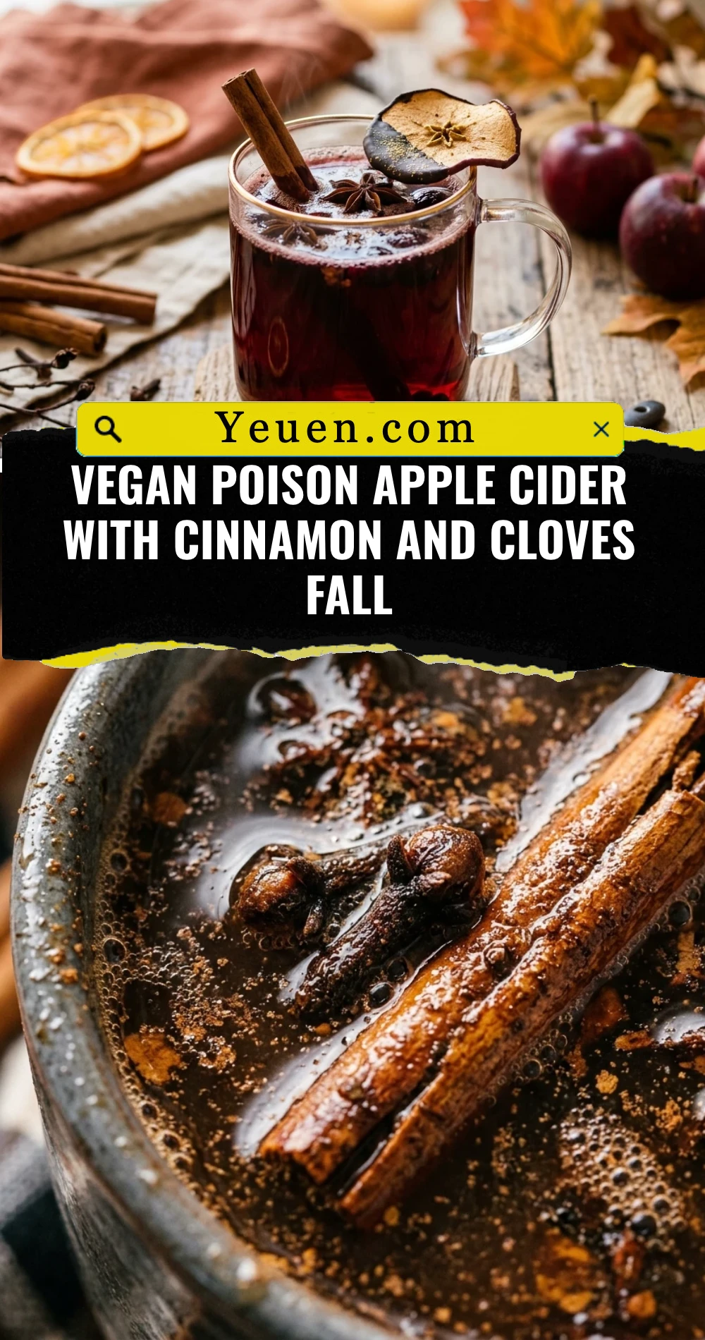 Vegan Poison Apple Cider With Cinnamon And Cloves Fall