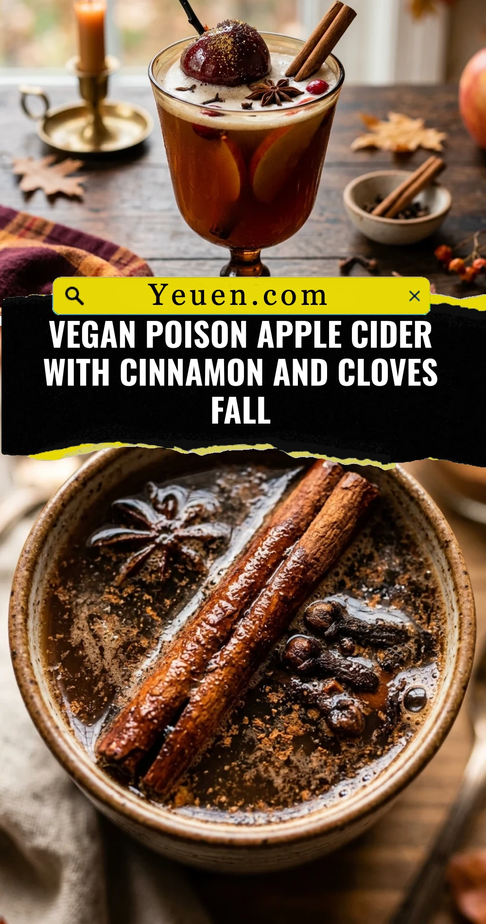 Vegan Poison Apple Cider With Cinnamon And Cloves Fall