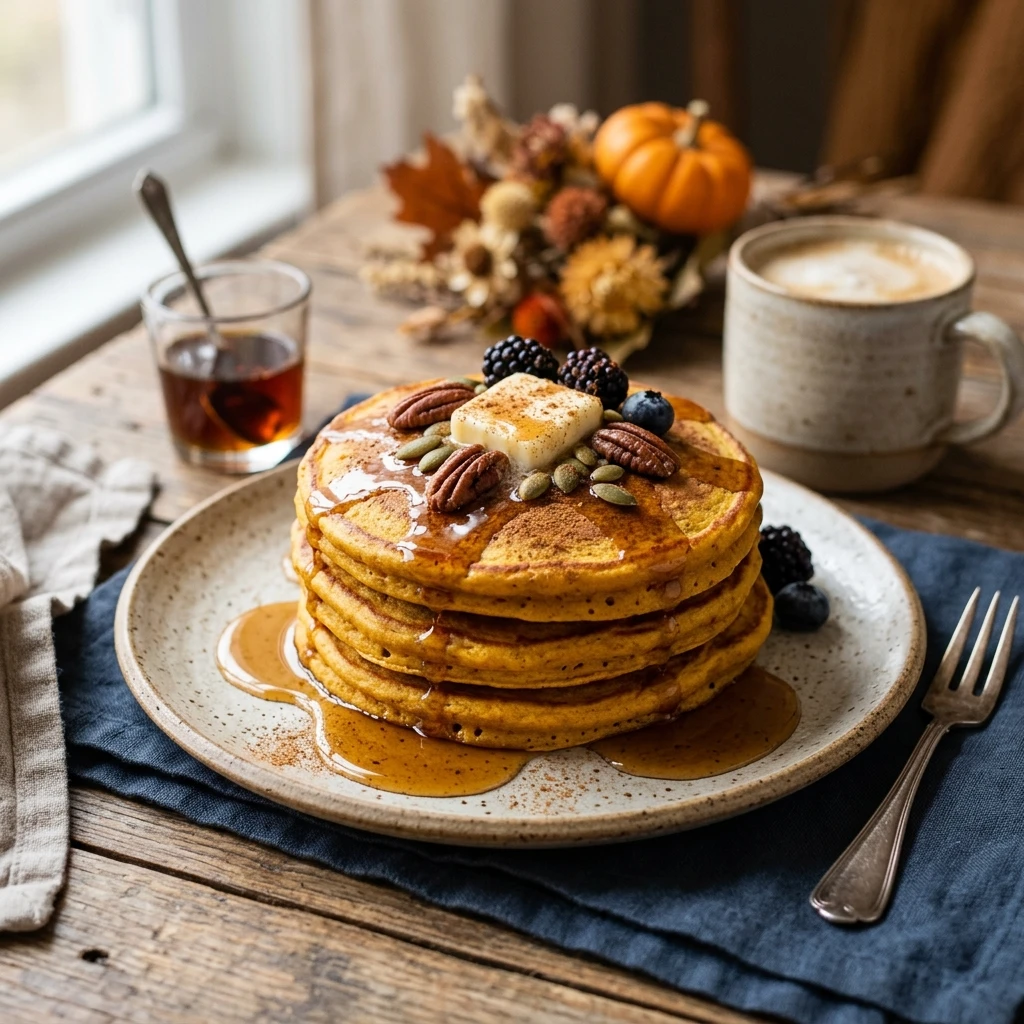Vegan Pumpkin Pancakes With Maple Syrup Healthy Brunch