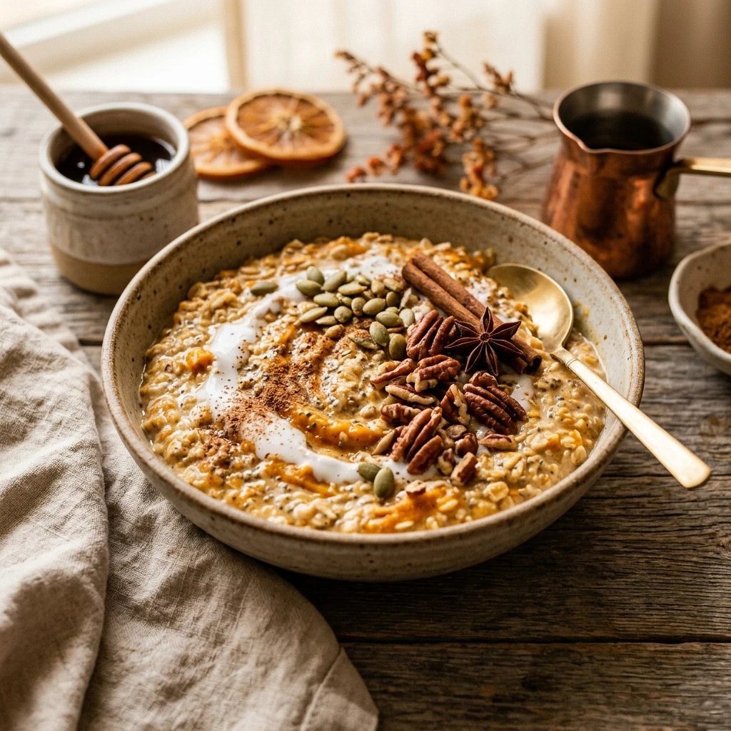 Vegan Pumpkin Spice Latte Overnight Oats Healthy Brunch