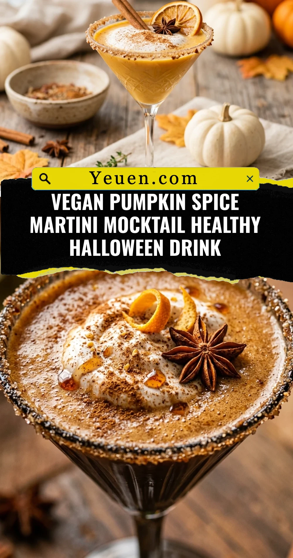 Vegan Pumpkin Spice Martini Mocktail Healthy Halloween Drink