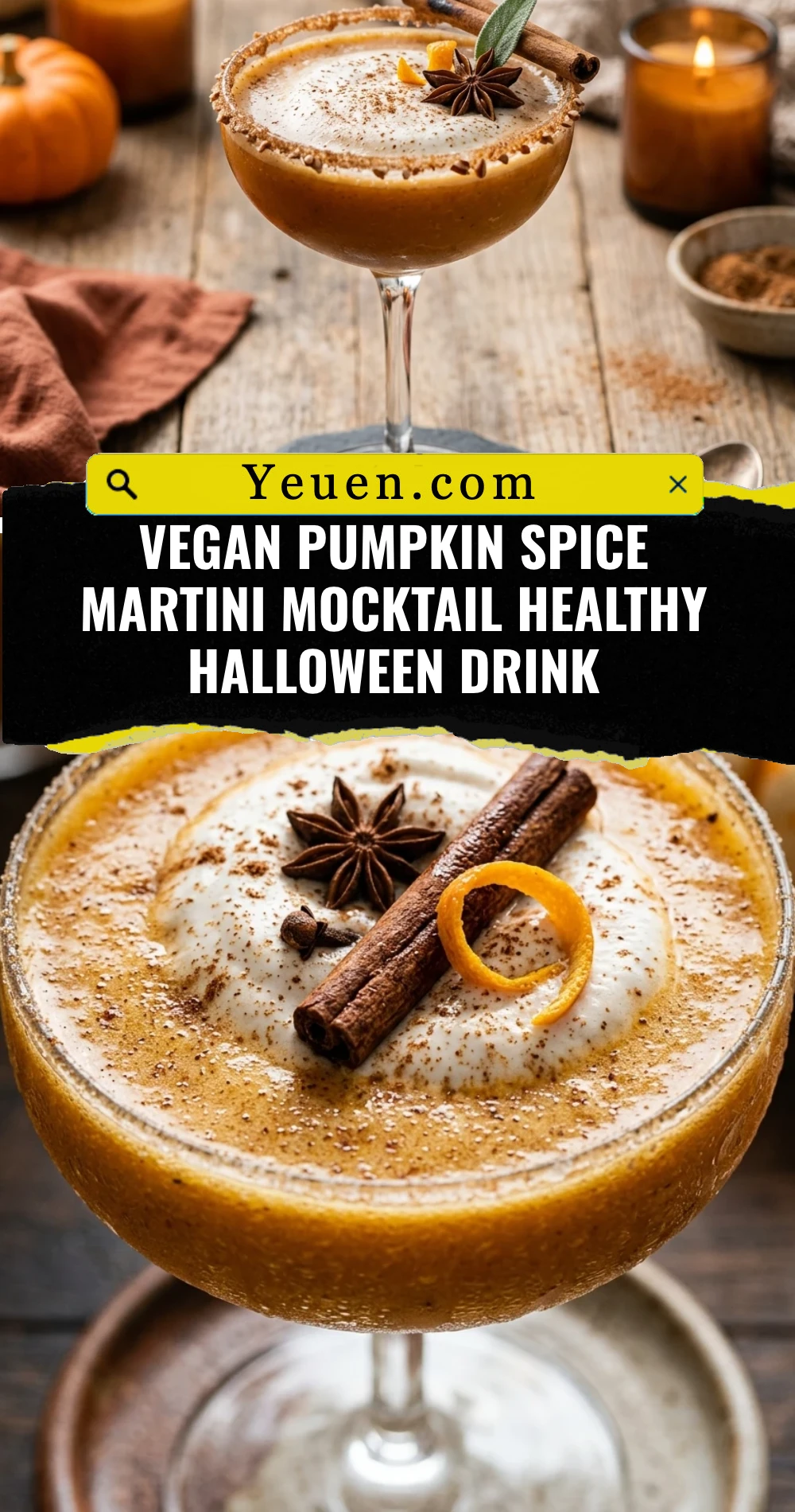 Vegan Pumpkin Spice Martini Mocktail Healthy Halloween Drink