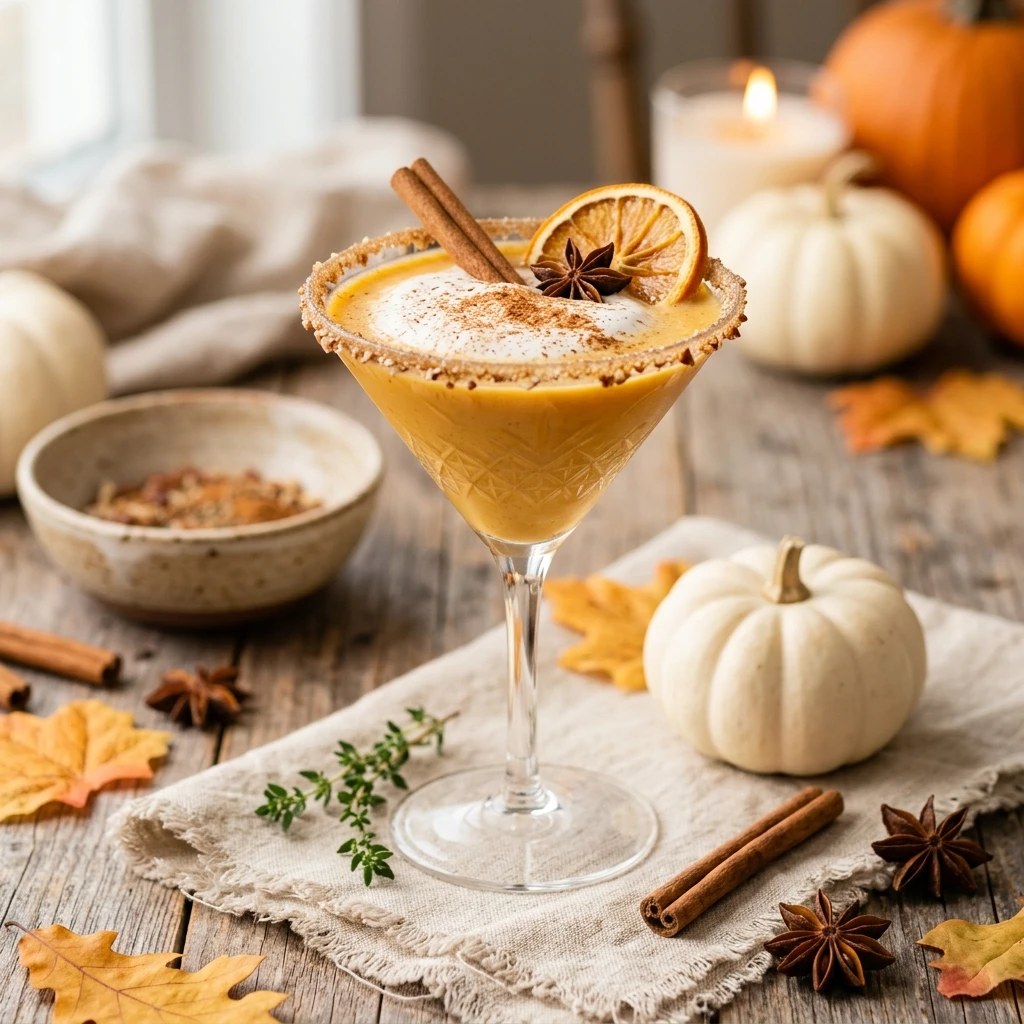 Vegan Pumpkin Spice Martini Mocktail Healthy Halloween Drink