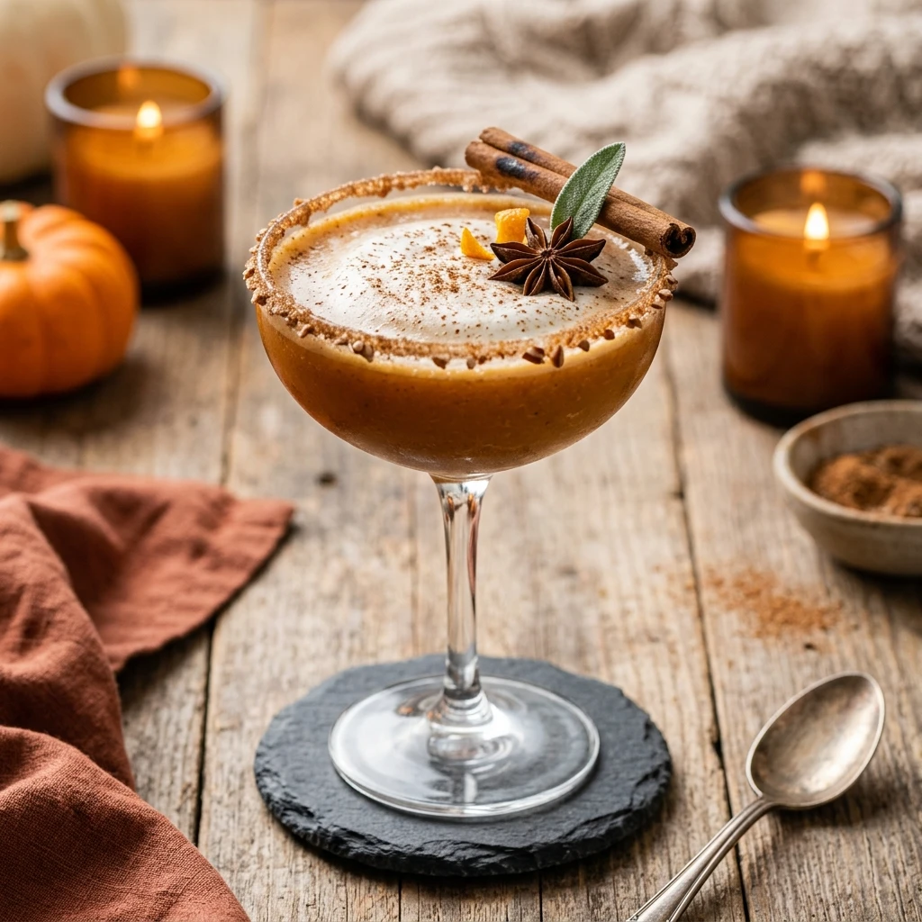 Vegan Pumpkin Spice Martini Mocktail Healthy Halloween Drink