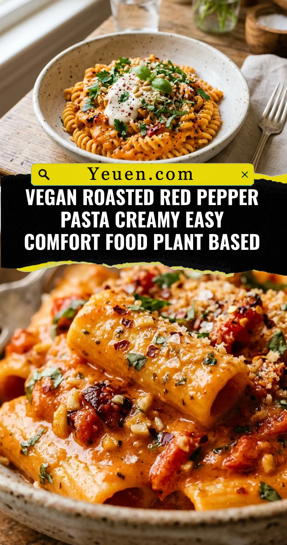 Vegan Roasted Red Pepper Pasta Creamy Easy Comfort Food Plant Based