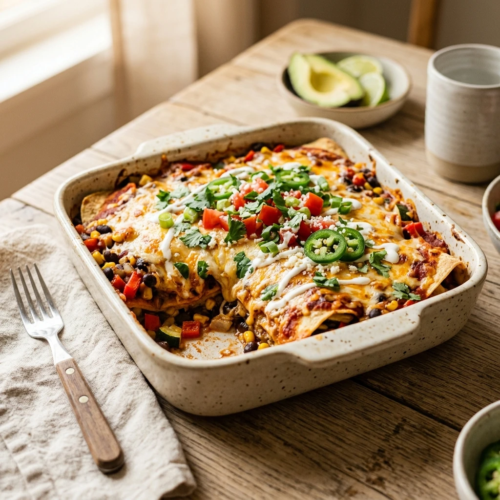 Vegetable Enchilada Casserole Cheesy No Meat Healthy