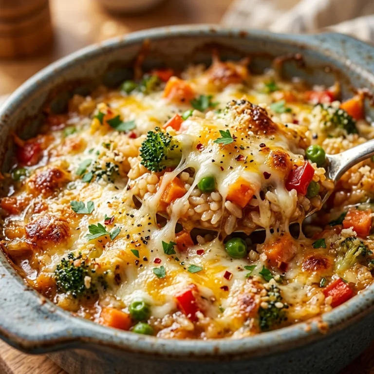 Vegetable Rice Casserole Cheesy One-Dish No Meat Healthy