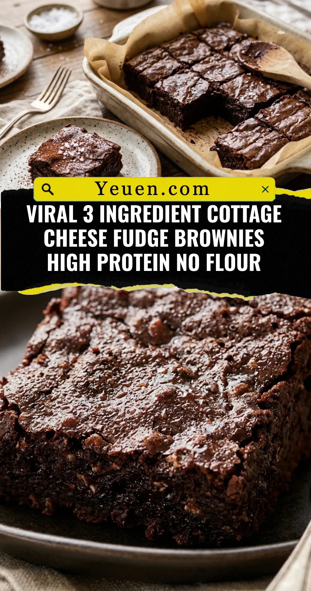 Viral 3 Ingredient Cottage Cheese Fudge Brownies High Protein No Flour