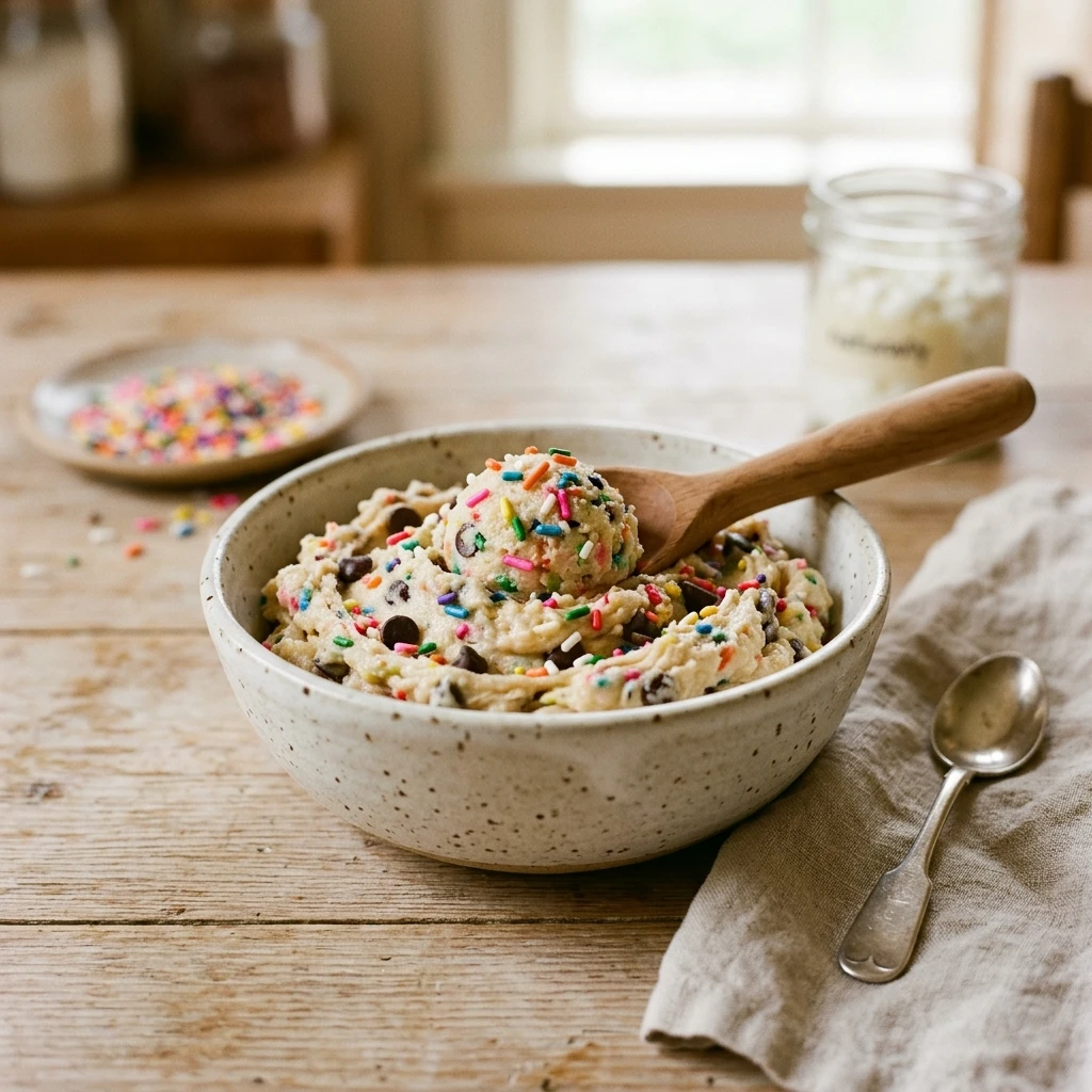 Viral 3 Ingredient Cottage Cheese Funfetti Cookie Dough High Protein No Bake