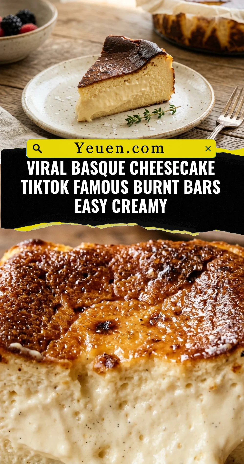Viral Basque Cheesecake TikTok Famous Burnt Bars Easy Creamy