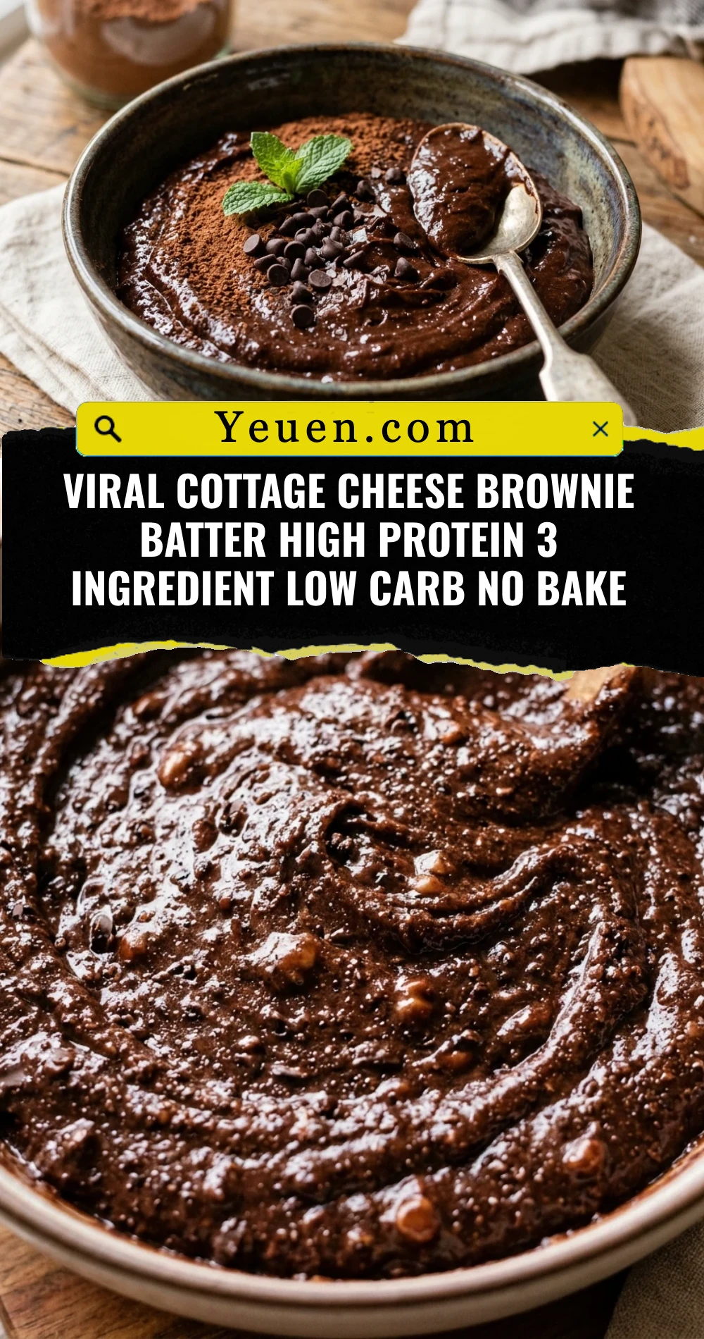 Viral Cottage Cheese Brownie Batter High Protein 3 Ingredient Low Carb No Bake