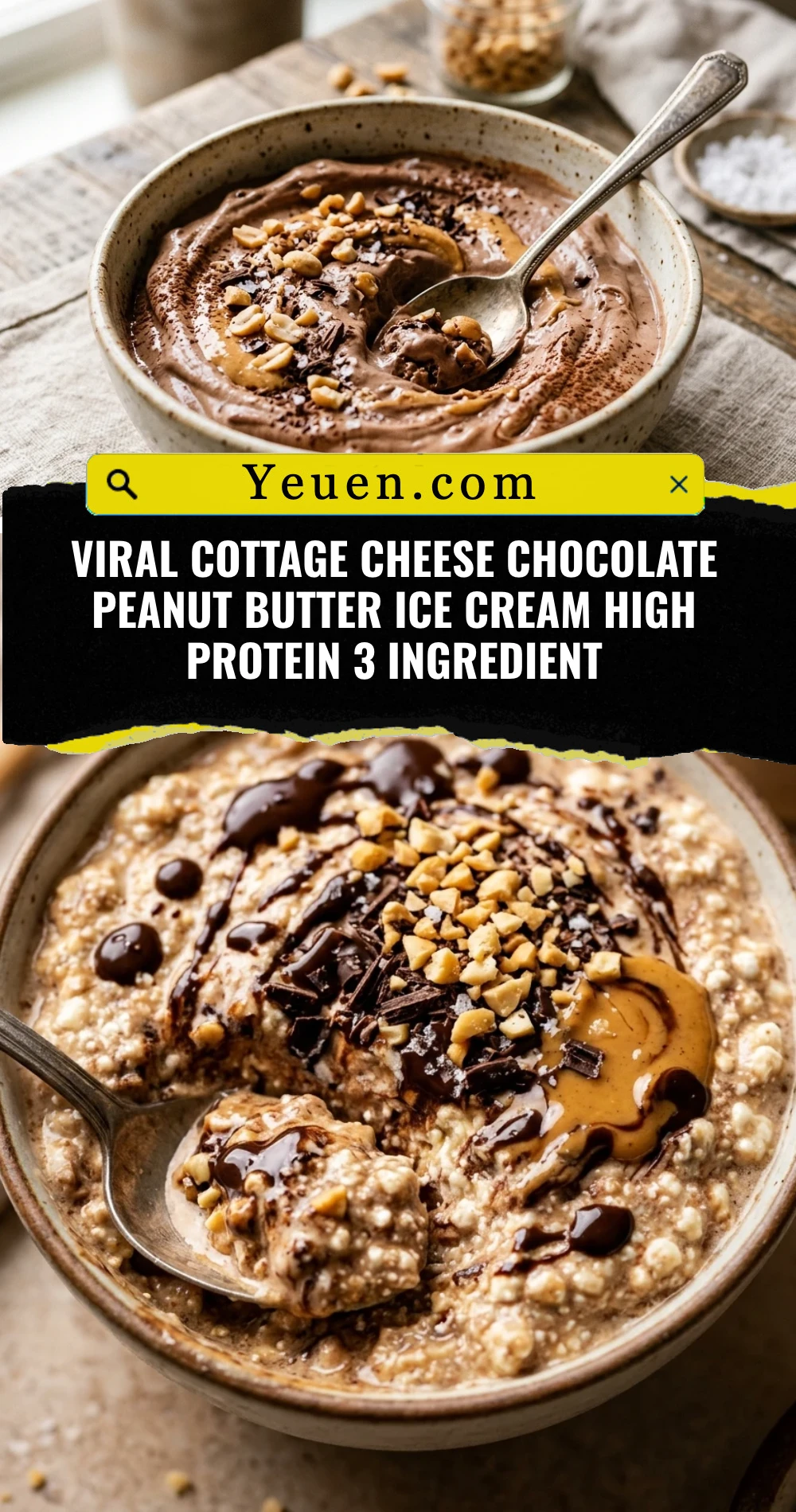 Viral Cottage Cheese Chocolate Peanut Butter Ice Cream High Protein 3 Ingredient