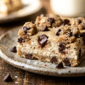 Viral Cottage Cheese Cookie Dough Cheesecake Bars High Protein No Bake