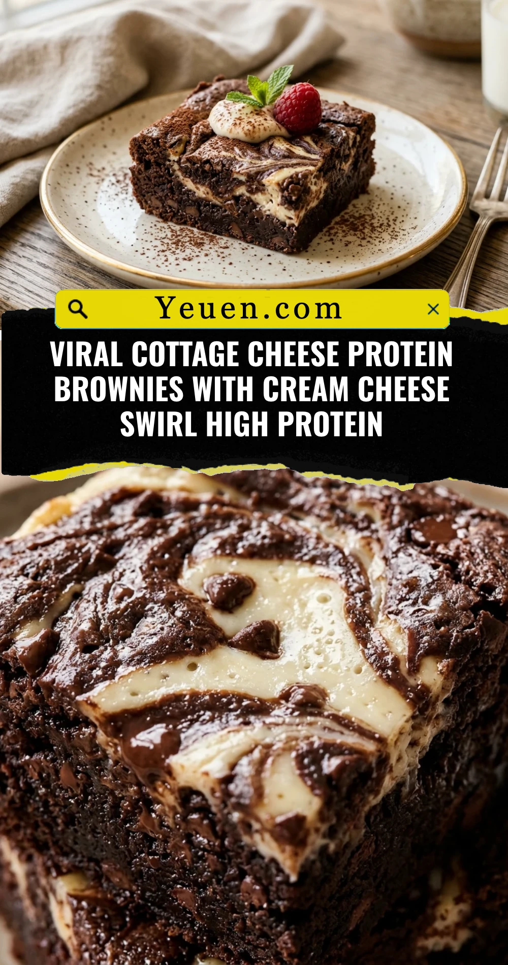 Viral Cottage Cheese Protein Brownies With Cream Cheese Swirl High Protein
