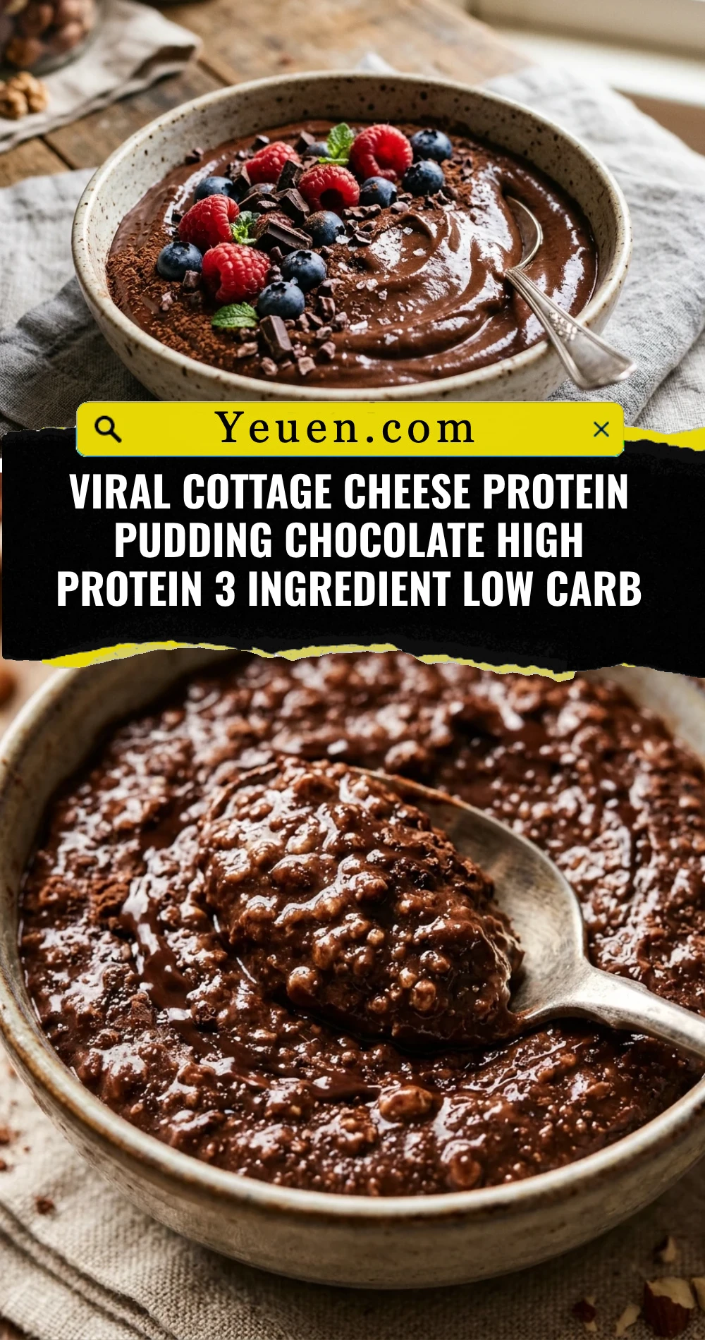 Viral Cottage Cheese Protein Pudding Chocolate High Protein 3 Ingredient Low Carb