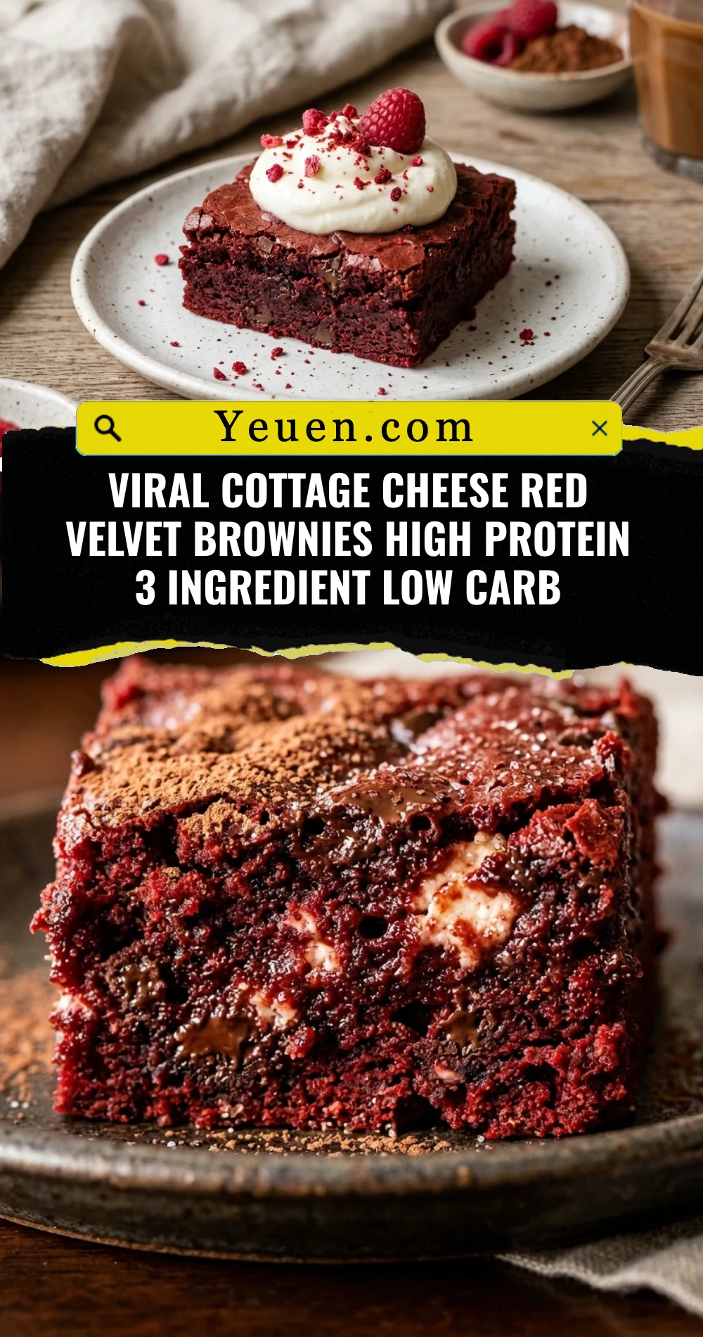 Viral Cottage Cheese Red Velvet Brownies High Protein 3 Ingredient Low Carb