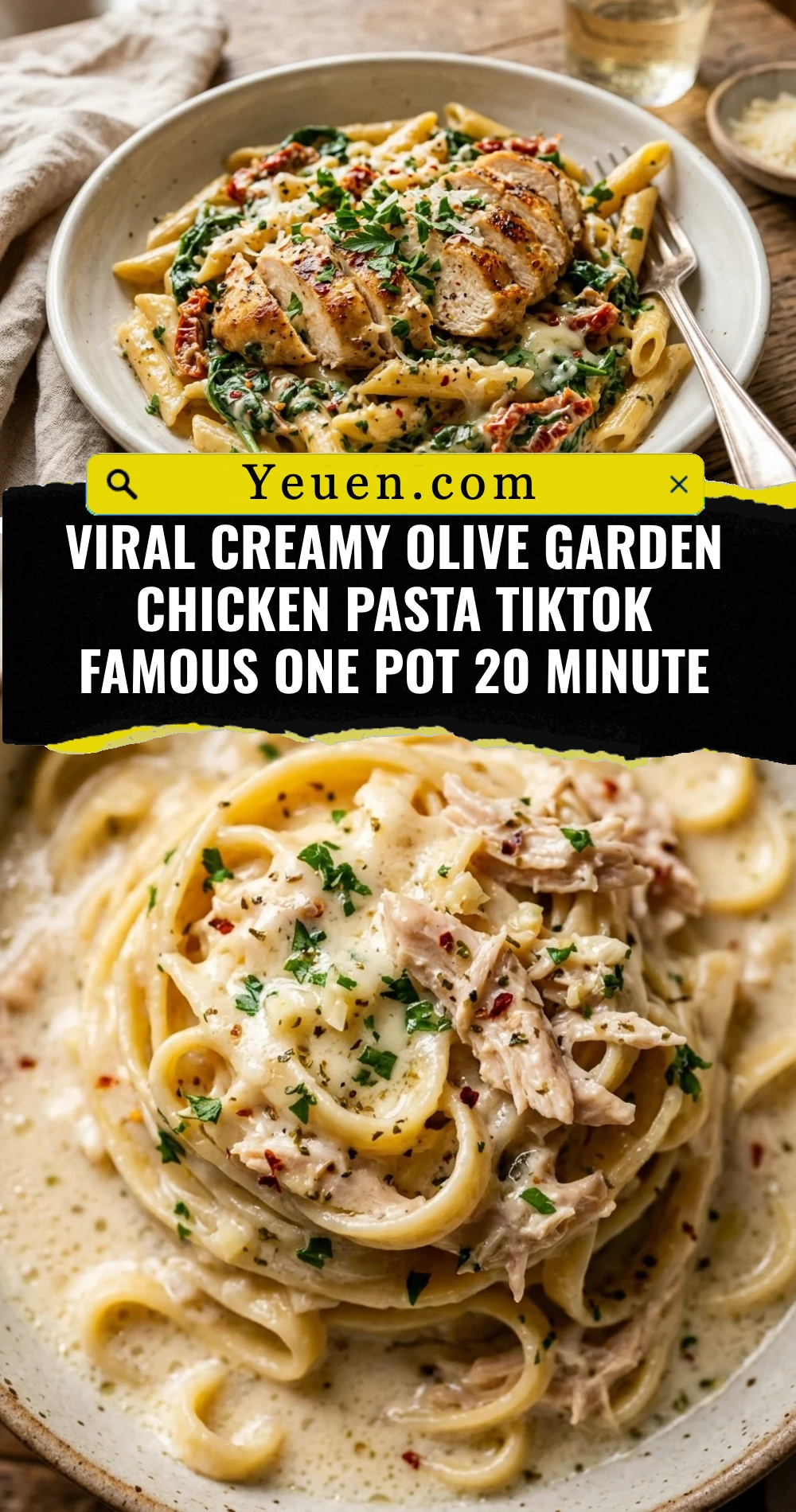 Viral Creamy Olive Garden Chicken Pasta TikTok Famous One Pot 20 Minute