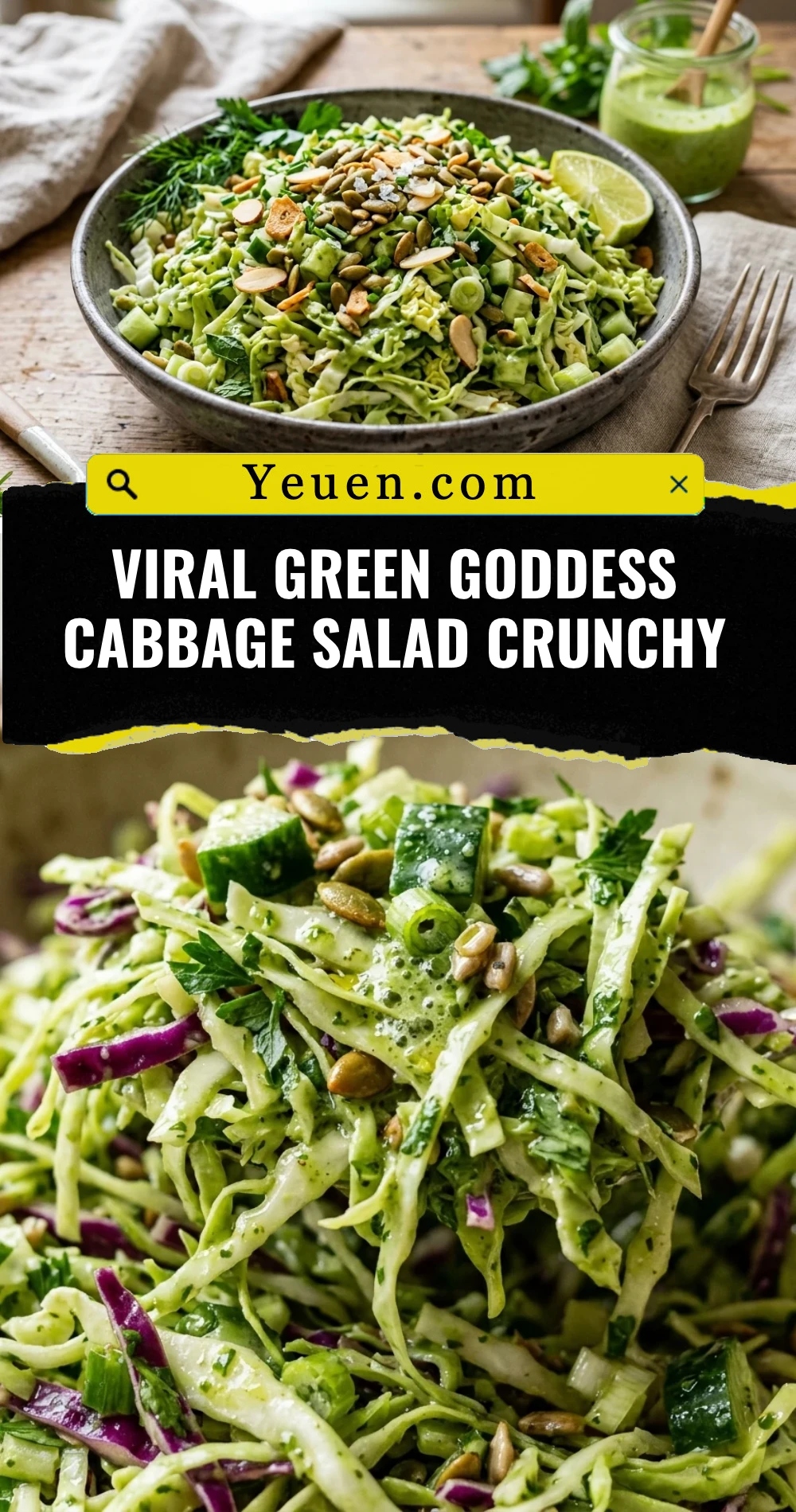 Viral Green Goddess Cabbage Salad Crunchy