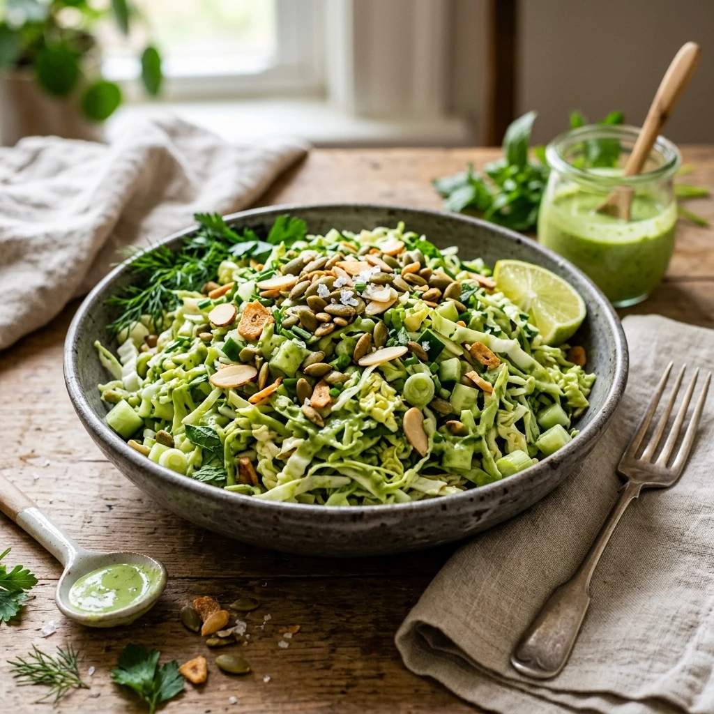 Viral Green Goddess Cabbage Salad Crunchy