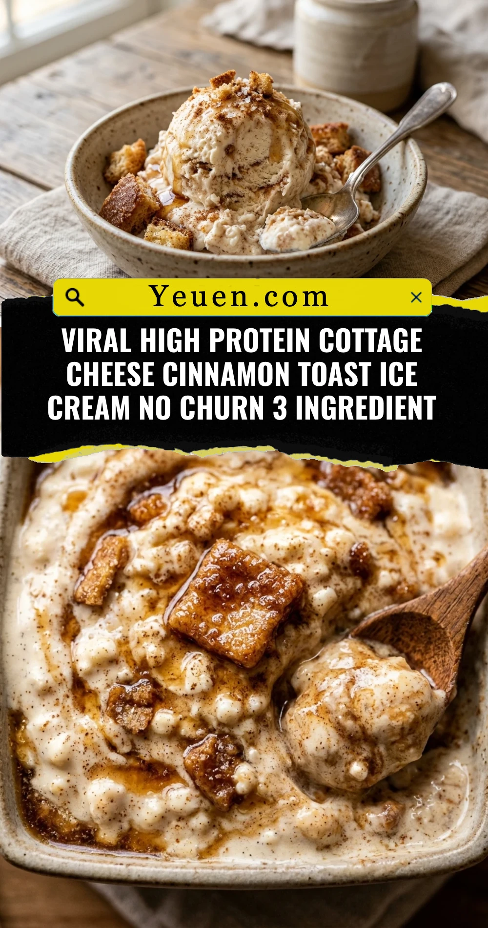 Viral High Protein Cottage Cheese Cinnamon Toast Ice Cream No Churn 3 Ingredient