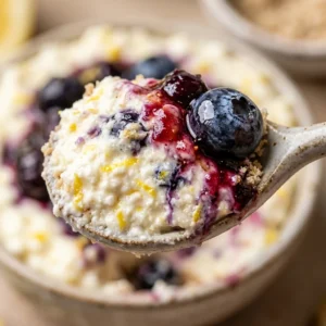 Viral High Protein Cottage Cheese Lemon Blueberry Cheesecake No Bake Low Carb