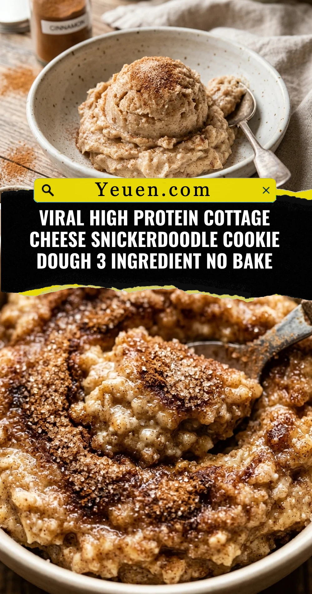 Viral High Protein Cottage Cheese Snickerdoodle Cookie Dough 3 Ingredient No Bake