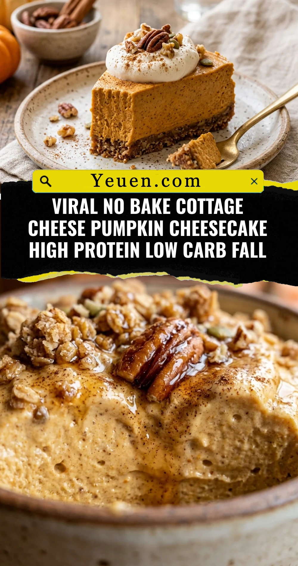Viral No Bake Cottage Cheese Pumpkin Cheesecake High Protein Low Carb Fall