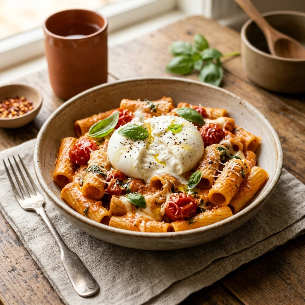Viral TikTok Creamy Tomato Burrata Pasta One Pot 20 Minute Cheesy Famous
