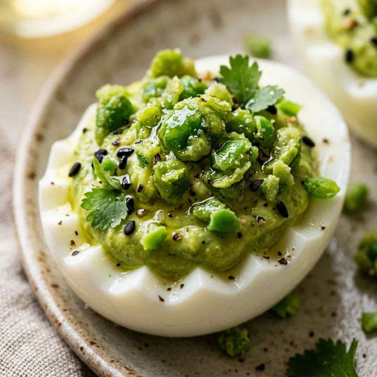 Wasabi Peas Crunch Deviled Eggs