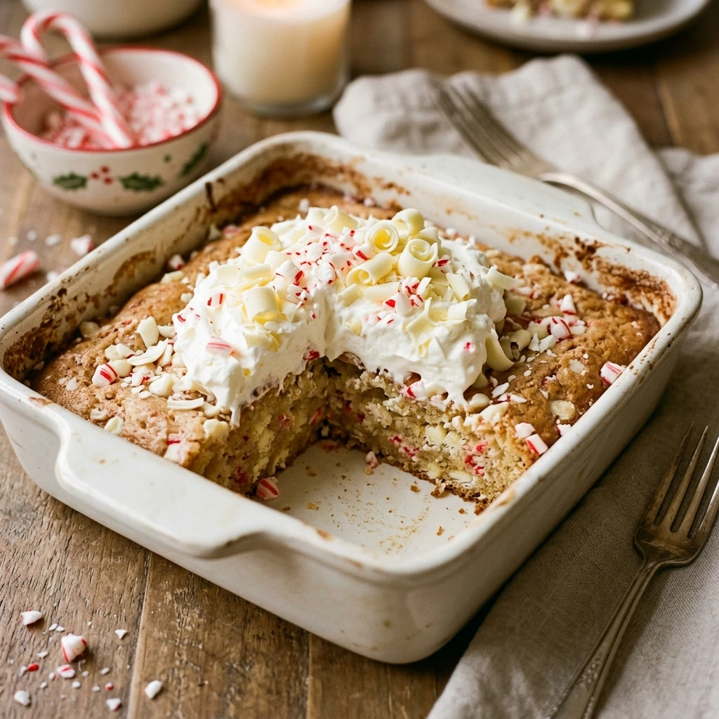 White Chocolate Peppermint Dump Cake Easy