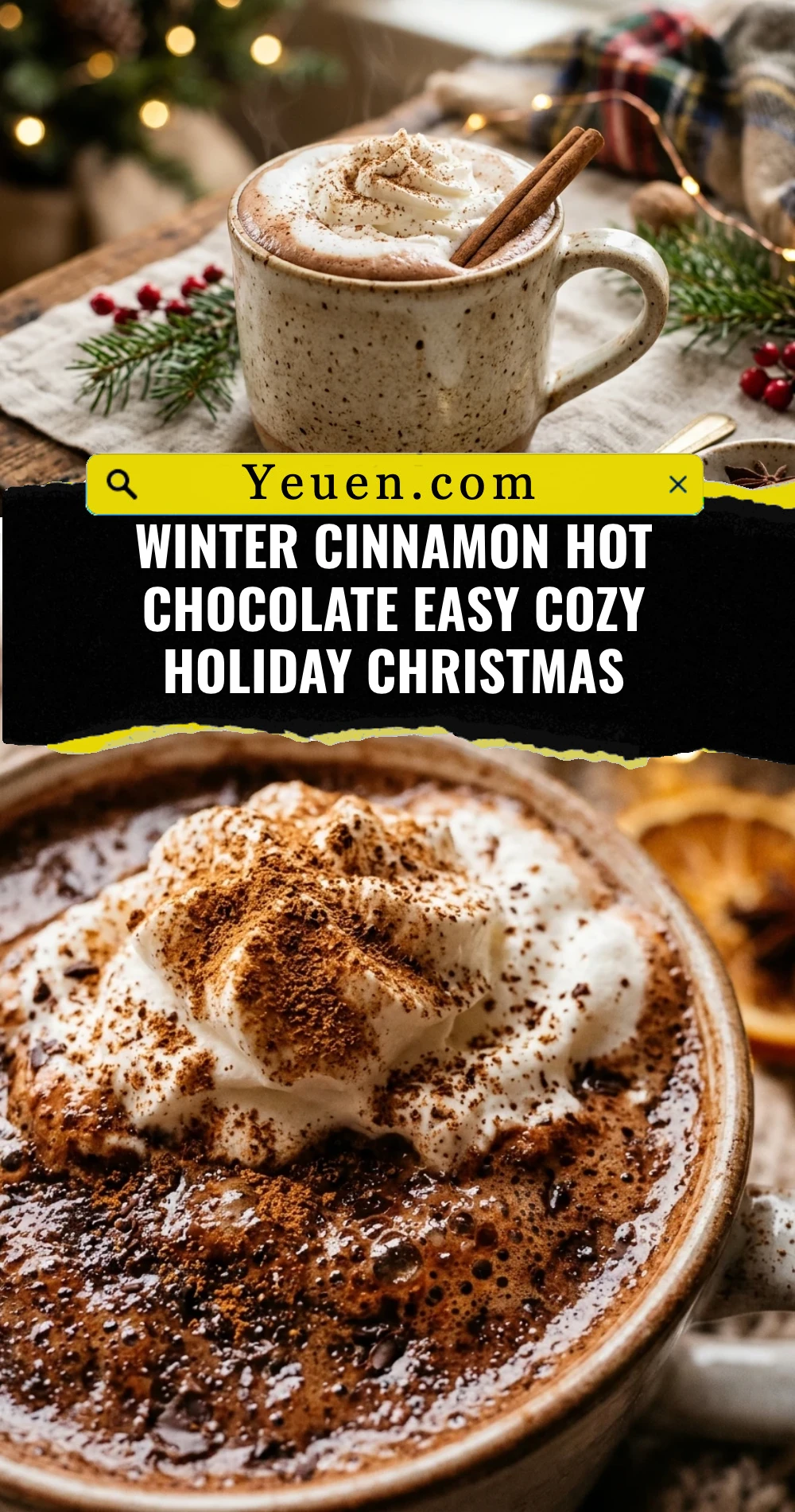 Winter Cinnamon Hot Chocolate Easy Cozy Holiday Christmas