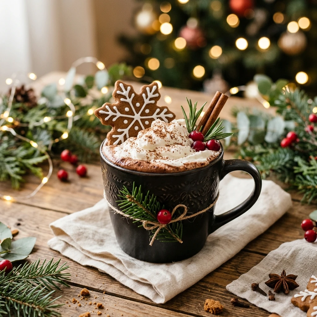 Winter Gingerbread Hot Chocolate Easy Cozy Holiday Christmas
