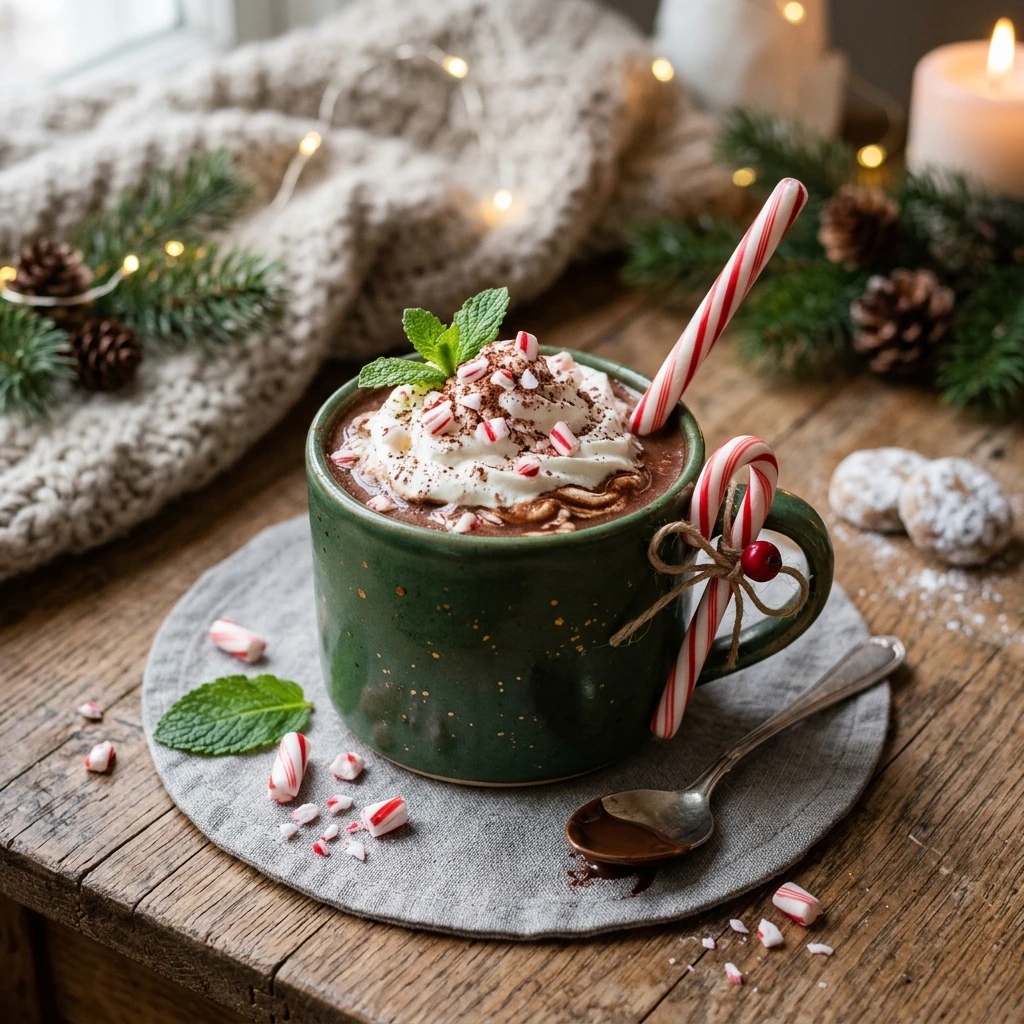 Winter Peppermint Hot Chocolate Easy Cozy Holiday Christmas