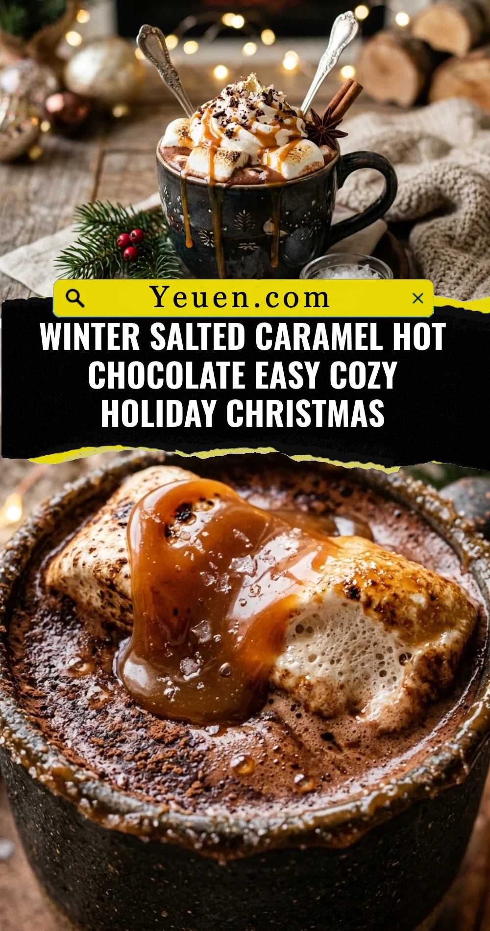 Winter Salted Caramel Hot Chocolate Easy Cozy Holiday Christmas