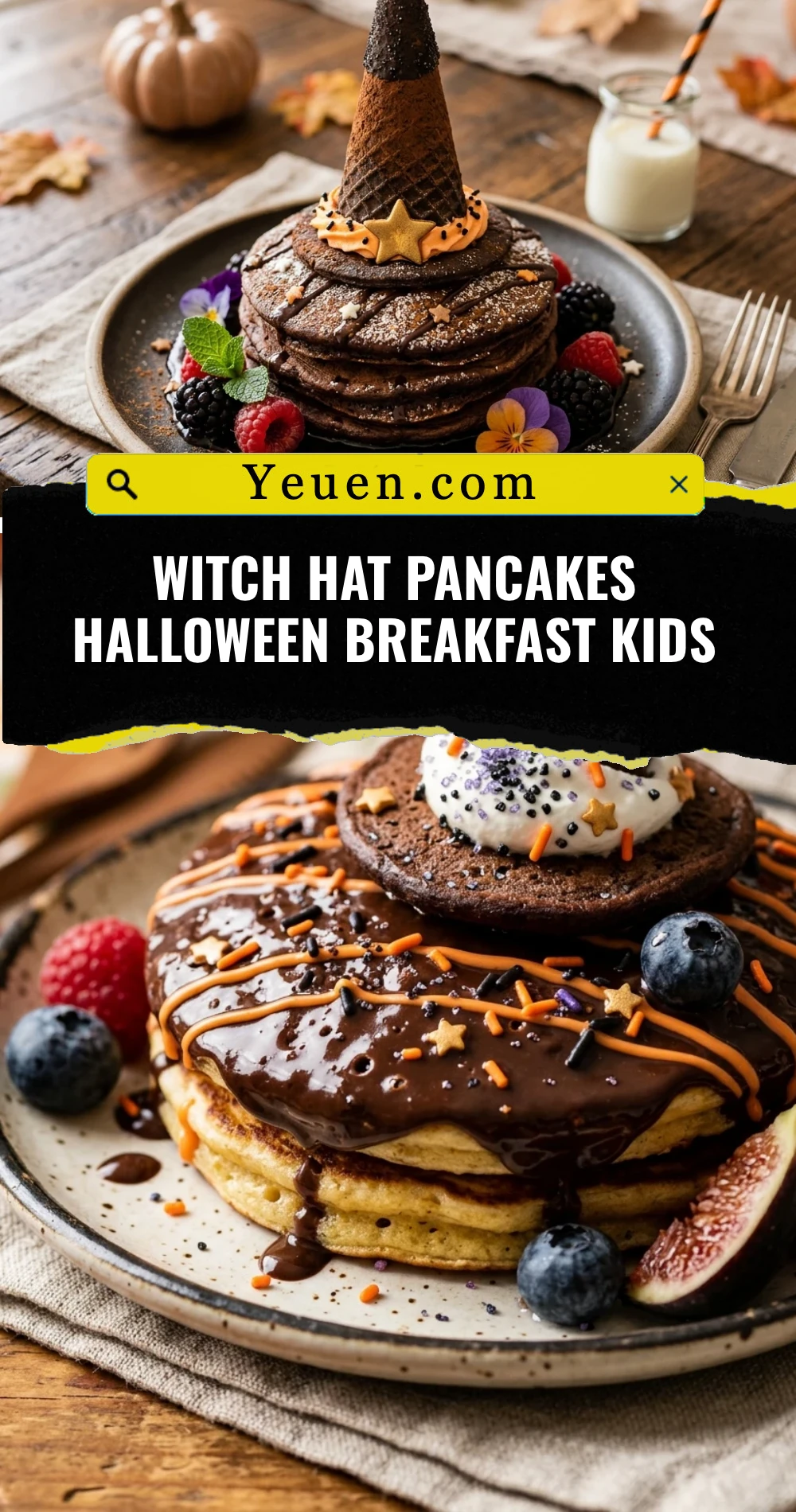 Witch Hat Pancakes Halloween Breakfast Kids