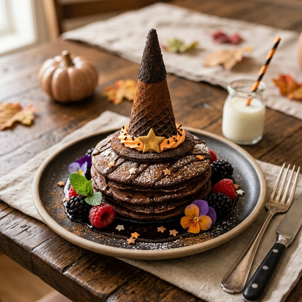 Witch Hat Pancakes Halloween Breakfast Kids